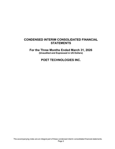 Thumbnail POET Technologies Quarterly Report 2026-q1