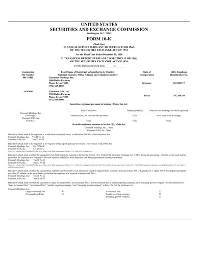 Thumbnail Cinemark Theatres
 Annual Report 2024