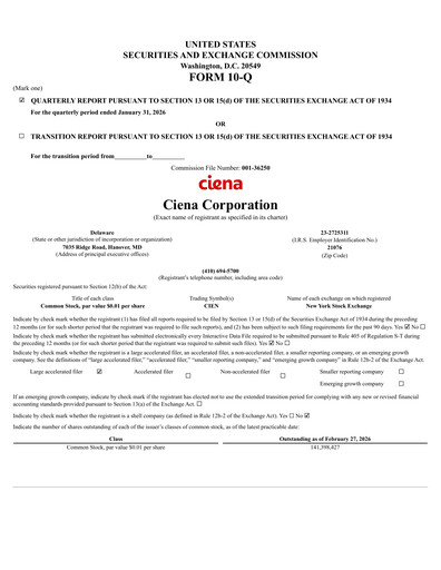 Miniature Ciena Rapport trimestriel 2026-q1