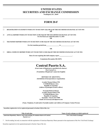 Thumbnail Central Puerto
 Annual Report 2018