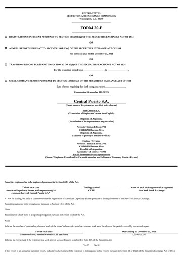 Thumbnail Central Puerto
 Annual Report 2021