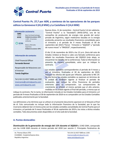 Thumbnail Central Puerto
 Quarterly Report 2019-q3