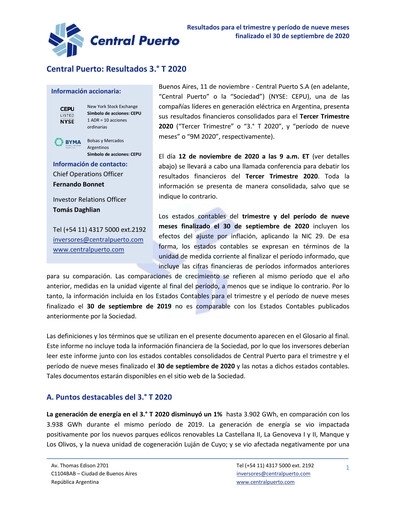 Thumbnail Central Puerto
 Quarterly Report 2020-q3