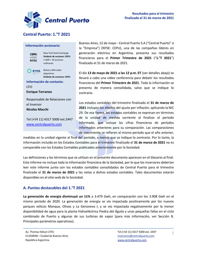 Thumbnail Central Puerto
 Quarterly Report 2021-q1