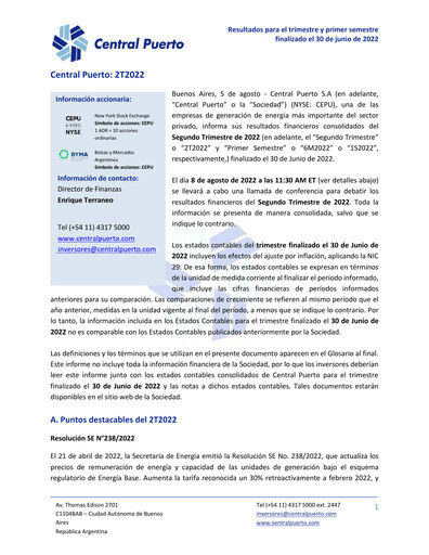 Thumbnail Central Puerto
 Quarterly Report 2022-q2