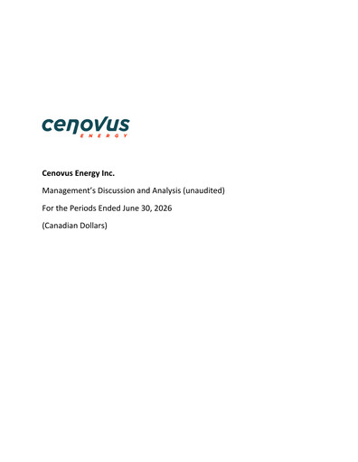 Thumbnail Cenovus Energy
 Quarterly Report 2026-q2