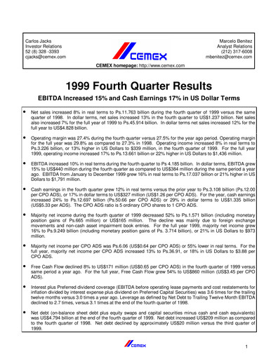 Thumbnail Cemex Financial Statement 1999