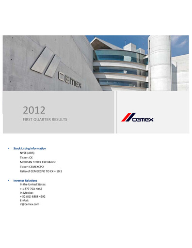 Thumbnail Cemex Quarterly Report 2012-q1