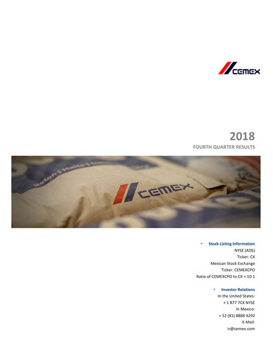 Thumbnail Cemex Quarterly Report 2018-q4