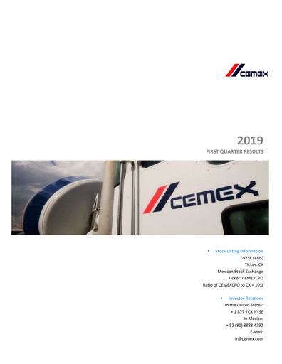 Thumbnail Cemex Quarterly Report 2019-q1