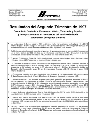 Thumbnail Cemex Quarterly Report 1997-q2