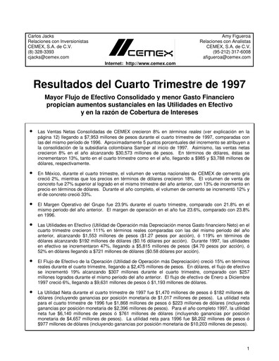 Thumbnail Cemex Quarterly Report 1997-q4