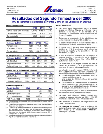 Thumbnail Cemex Quarterly Report 2000-q2