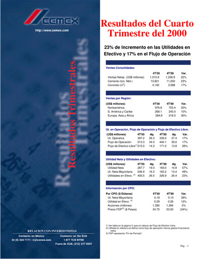 Thumbnail Cemex Quarterly Report 2000-q4