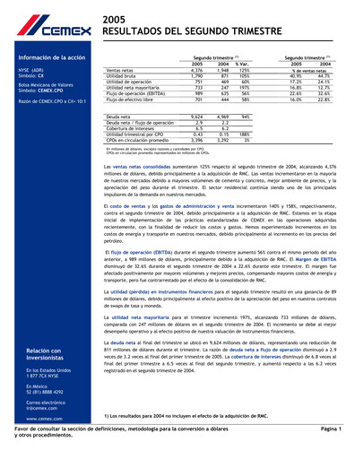 Thumbnail Cemex Quarterly Report 2005-q2