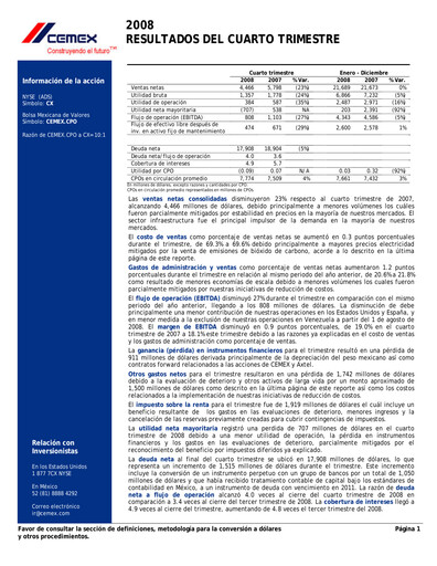 Thumbnail Cemex Quarterly Report 2008-q4