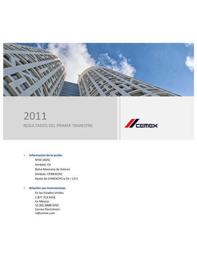 Thumbnail Cemex Quarterly Report 2011-q1