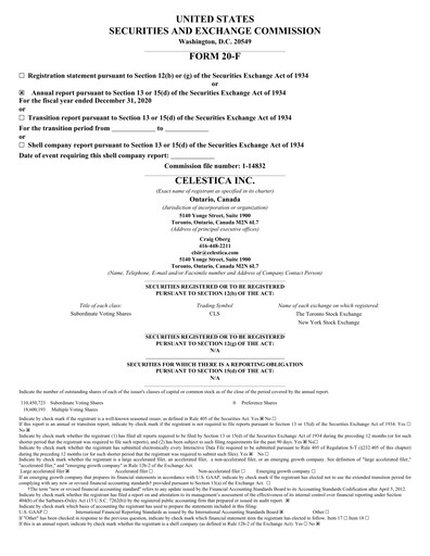 Thumbnail Celestica Annual Report 2020