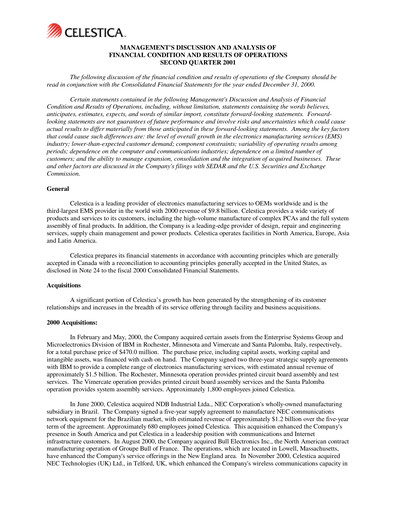 Vorschaubild Celestica Quartalsbericht 2001-q2