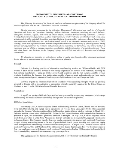 Vorschaubild Celestica Quartalsbericht 2002-q1