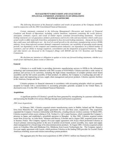 Vorschaubild Celestica Quartalsbericht 2002-q2