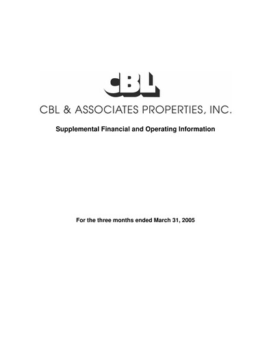 Thumbnail CBL Properties
 Quarterly Report 2005-q1