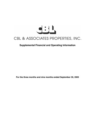 Thumbnail CBL Properties
 Quarterly Report 2005-q3