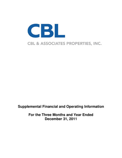 Thumbnail CBL Properties
 Quarterly Report 2011-q4