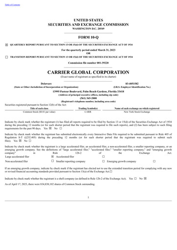Thumbnail Carrier Global Quarterly Report 2023-q1