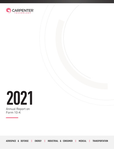 Miniature Carpenter Technology Rapport annuel 2021