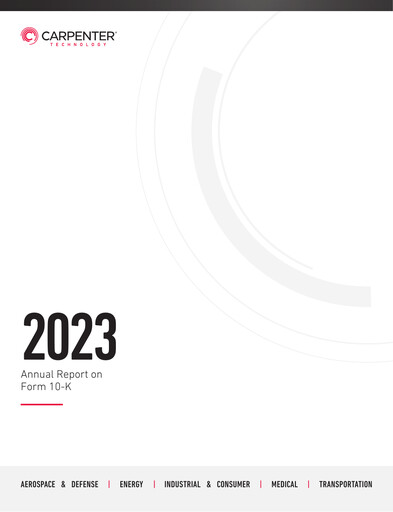 Miniature Carpenter Technology Rapport annuel 2023