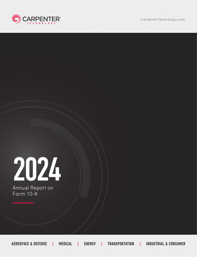 Miniature Carpenter Technology Rapport annuel 2024