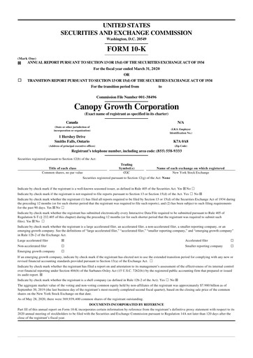 Thumbnail Canopy Growth Annual Report 2020