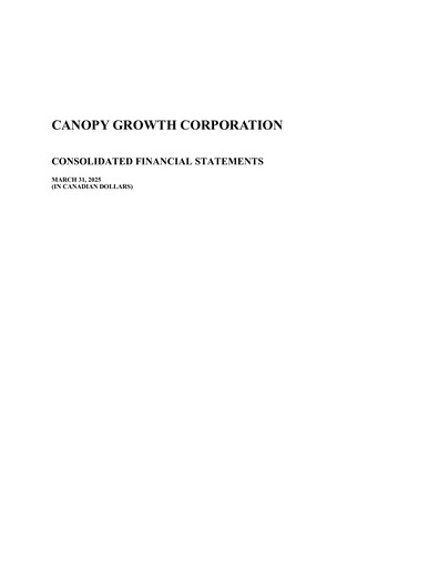 Thumbnail Canopy Growth Financial Statement 2025