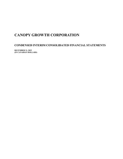 Thumbnail Canopy Growth Financial Statement 2026-q3