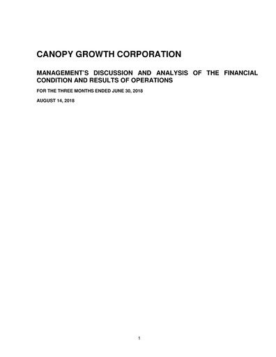 Thumbnail Canopy Growth Quarterly Report 2019-q1