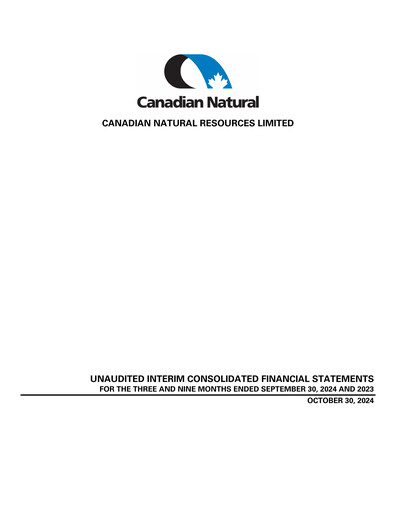 Thumbnail Canadian Natural Resources Financial Statement 2024-q3