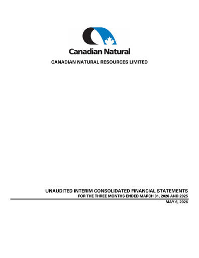 Thumbnail Canadian Natural Resources Financial Statement 2026-q1