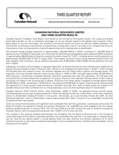 Thumbnail Canadian Natural Resources Quarterly Report 2024-q3