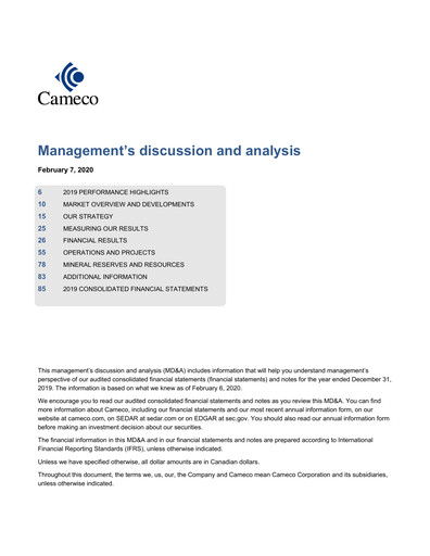 Thumbnail Cameco
 Financial Statement 2019