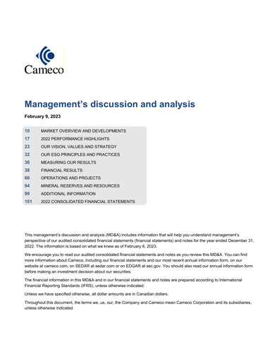 Thumbnail Cameco
 Financial Statement 2022