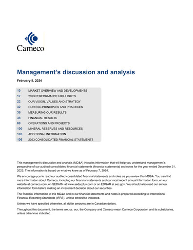 Thumbnail Cameco
 Financial Statement 2023