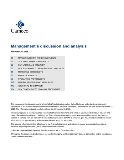 Thumbnail Cameco
 Financial Statement 2024