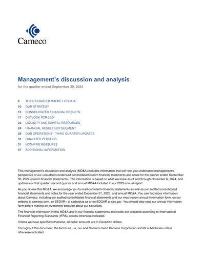 Thumbnail Cameco
 Quarterly Report 2024-q3
