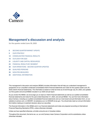Thumbnail Cameco
 Quarterly Report 2025-q2