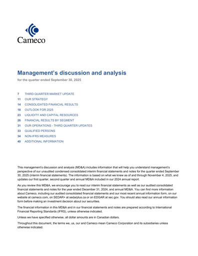 Thumbnail Cameco
 Quarterly Report 2025-q3