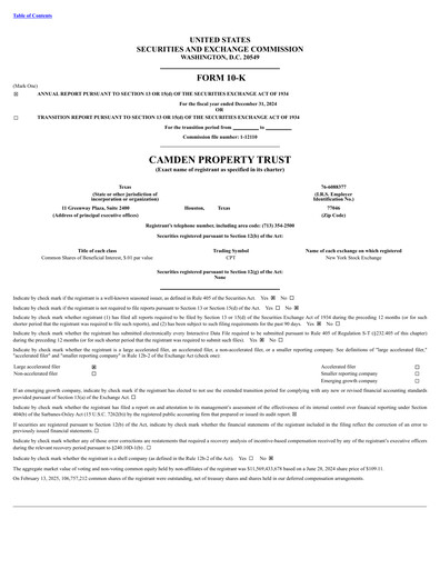 Thumbnail Camden Property Trust
 Financial Report 2024