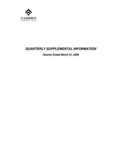 Thumbnail Camden Property Trust
 Quarterly Report 2000-q1