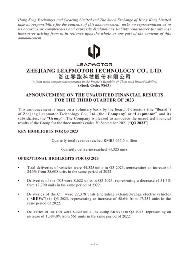 Thumbnail Leapmotor Quarterly Report 2023-q3