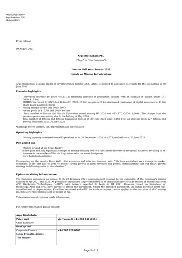 Thumbnail Argo Blockchain Half-year Report 2021-h1